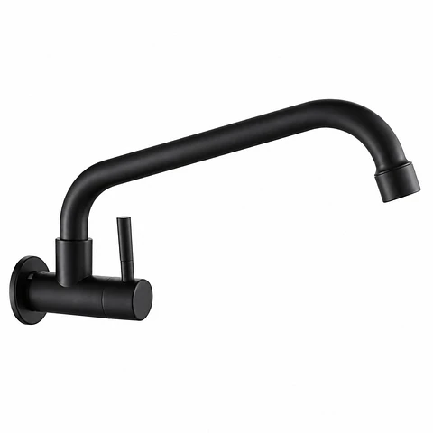 Llave lavaplatos pared agua fría negro