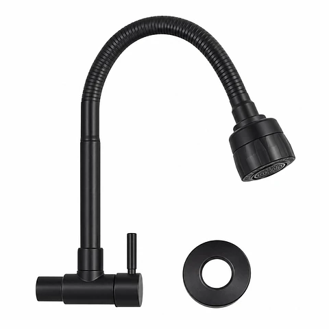 Llave pared flexible negra