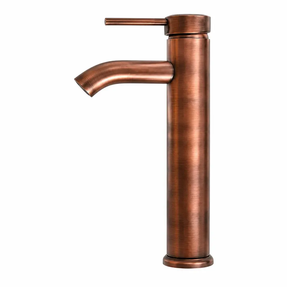 Monocontrol lavamanos alto cuello curvo cobre 1
