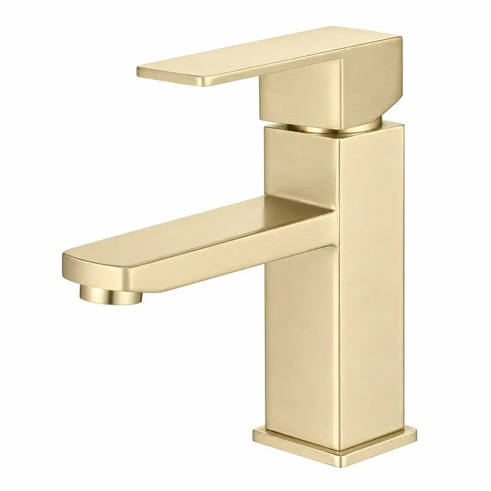 Monocontrol lavamanos bajo cuadrado oro 1