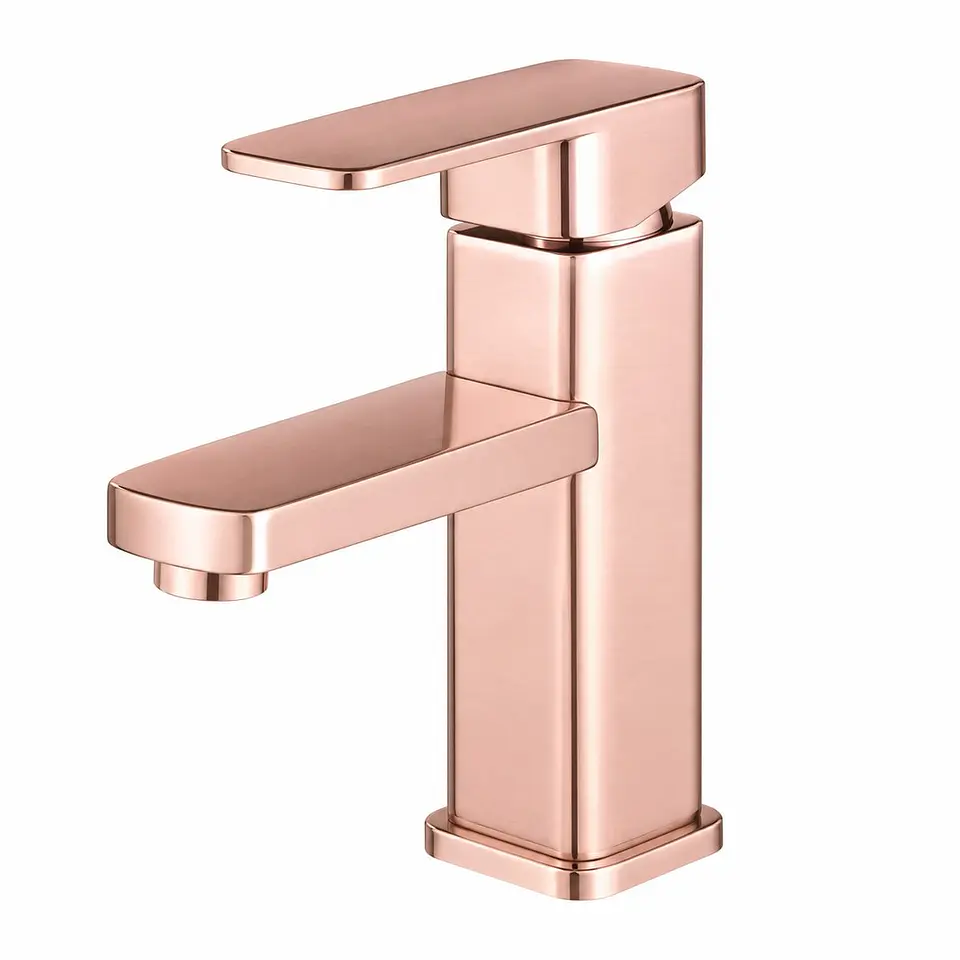 Monocontrol lavamanos bajo cuadrado oro rosa 1