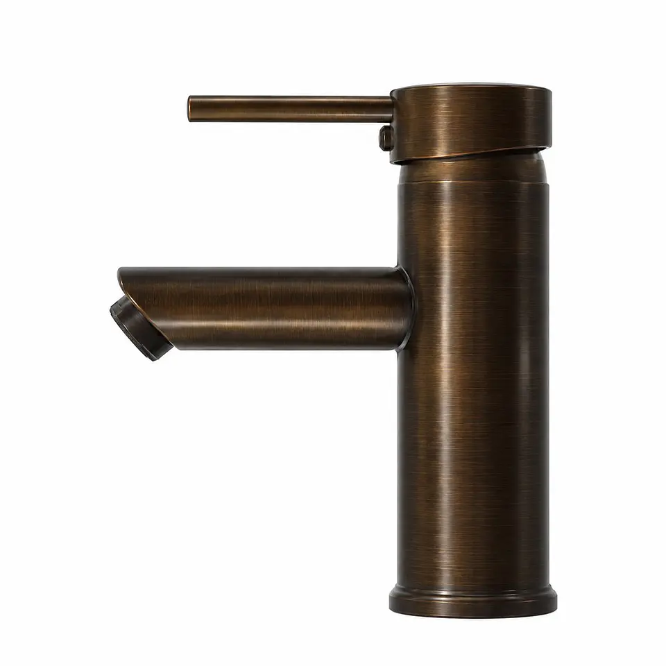 Monocontrol lavamanos bajo cuello recto bronce 1