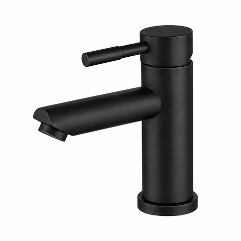 Monocontrol lavamanos bajo cuello recto negro mate