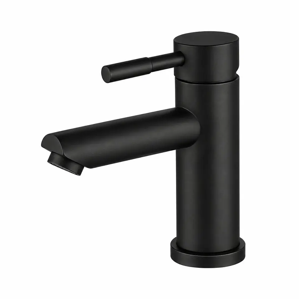 Monocontrol lavamanos bajo cuello recto negro mate 1