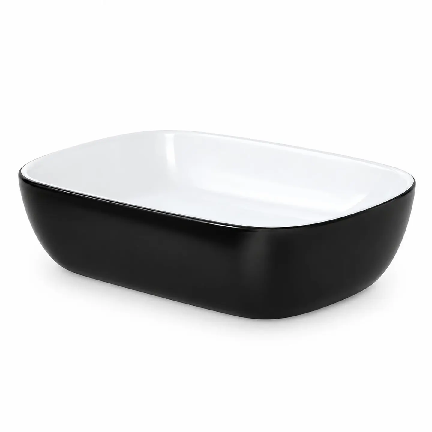 Lavamanos rectangular porcelana negro y blanco 46.5 × 33 × 14 mm 1