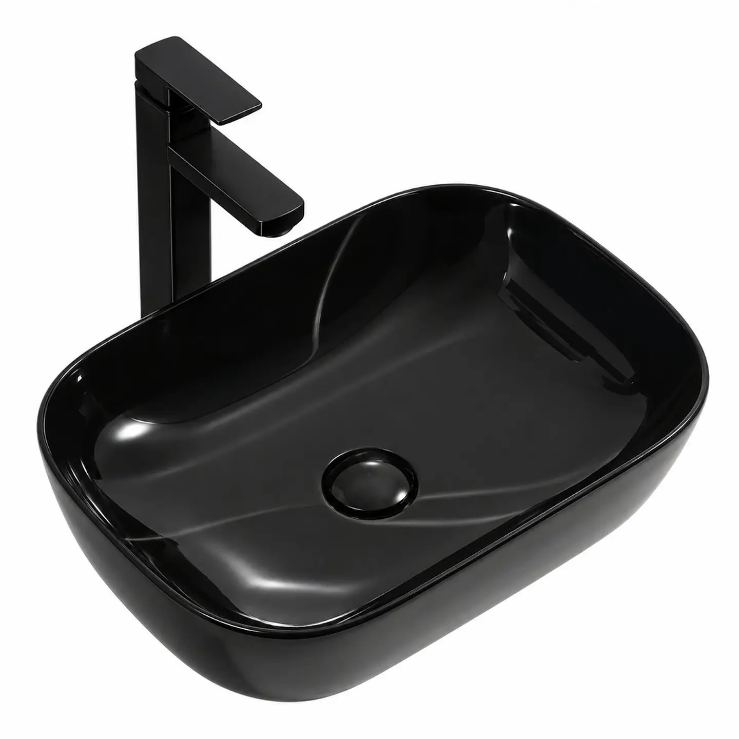Lavamanos rectangular negro brillante 455 × 325 × 135 1