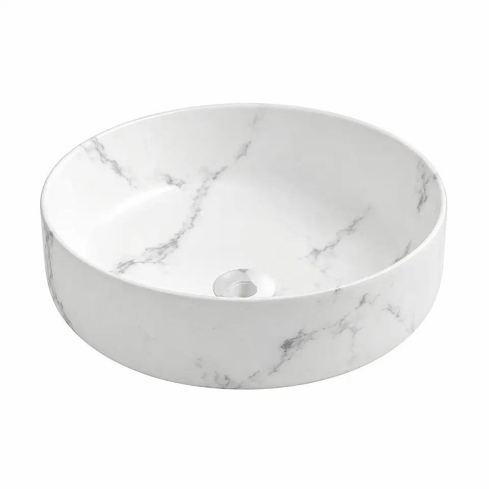 Lavamanos redondo carrara brillante 435 × 435 × 105 1