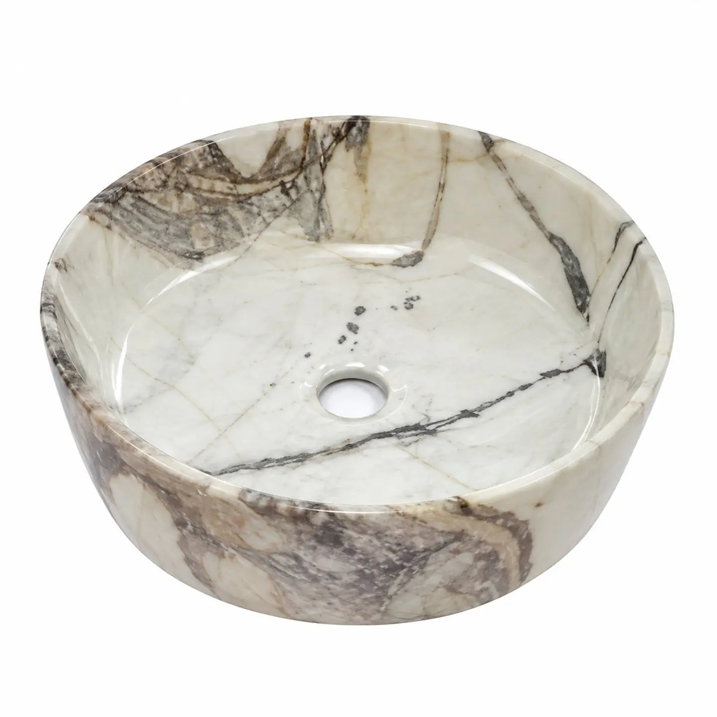 Lavamanos redondo calacatta brillante 435 × 435 × 105 1