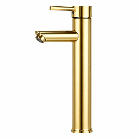 Monocontrol Lavamanos Alto Cuello Recto Oro