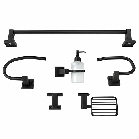 Juego de Accesorios Palace 6 Piezas Cuadrado Pesado Negro