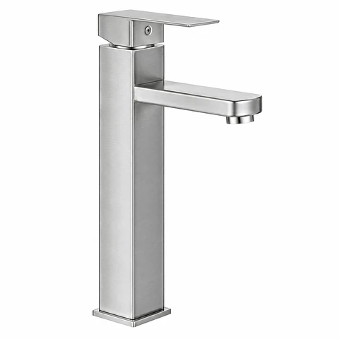 Monocontrol Lavamanos Alto Cuadrado Satinado de 31 cm
