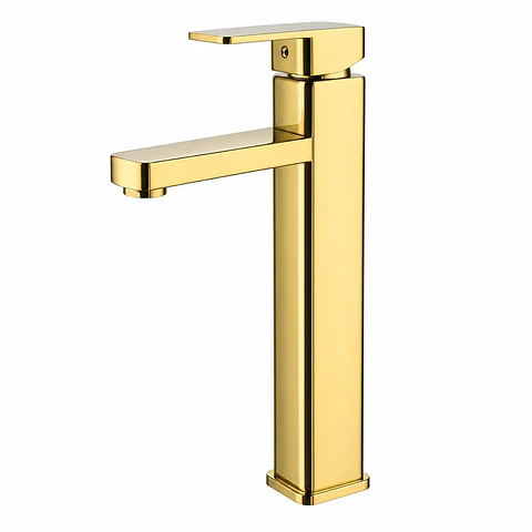 Monocontrol Lavamanos Alto Cuadrado Oro de 31 cm
