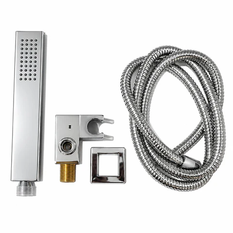 Teleducha Metálica Cromada Manguera 1.5 mt y Soporte