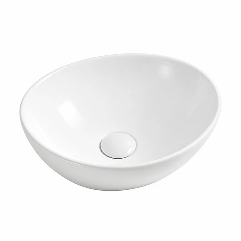 Lavamanos Sobreponer Ovalado en Porcelana Blanco Mate 40 × 33 cm