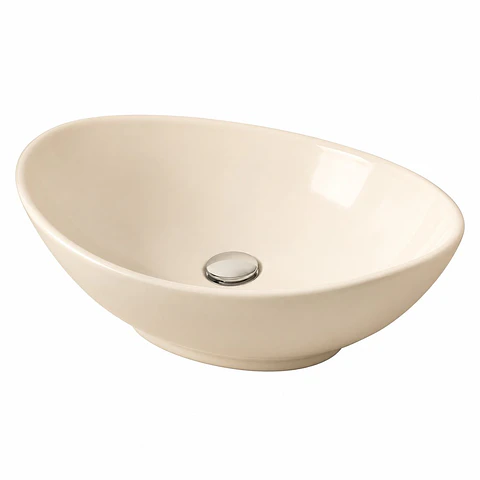 Lavamanos Sobreponer Ovalado en Porcelana Beige 40 × 33 cm