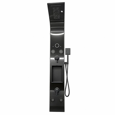Torre Ducha Negra Brillante Bluetooth con Nicho