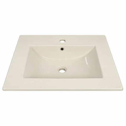Lavamanos Integrado en Porcelana Beige 41 × 41 cm