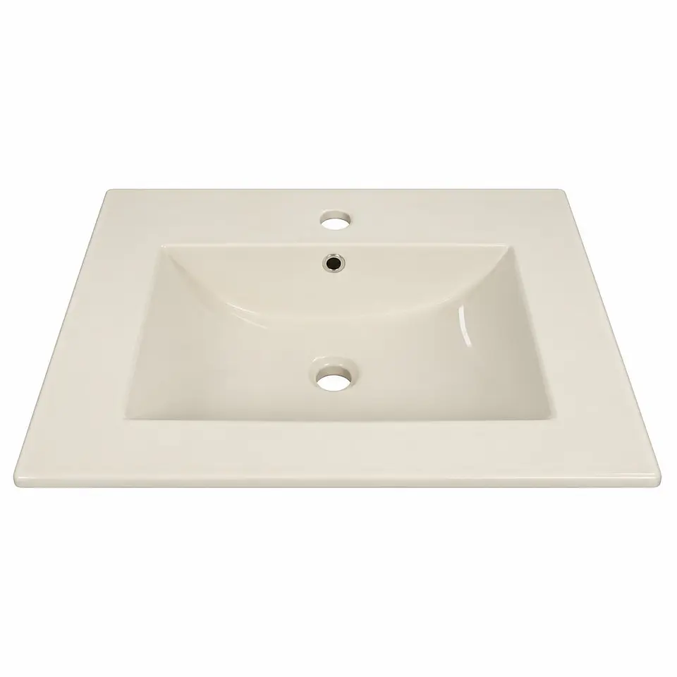 Lavamanos Integrado en Porcelana Beige 41 × 41 cm 1