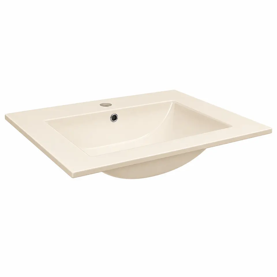 Lavamanos Integrado en Porcelana Beige 50 × 40 cm 1