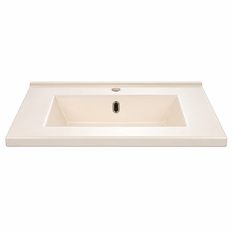 Lavamanos Integrado en Porcelana Beige 600 × 460 × 180 mm