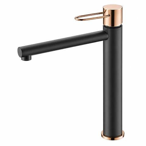 Monocontrol Lavamanos Negro- Oro Rosa