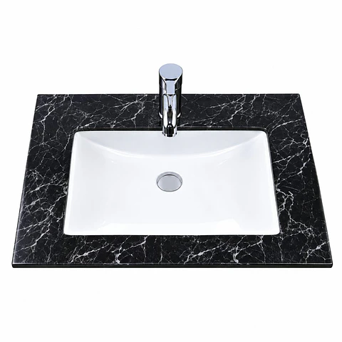 Lavamanos Integrado en Porcelana Negro 60 × 47 cm