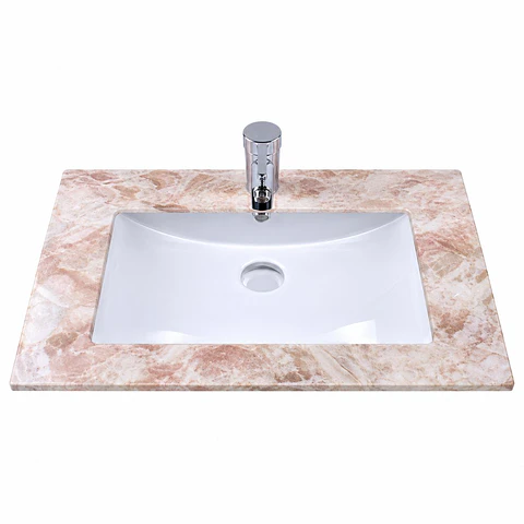 Lavamanos Integrado en Porcelana Beige 60 × 47 cm
