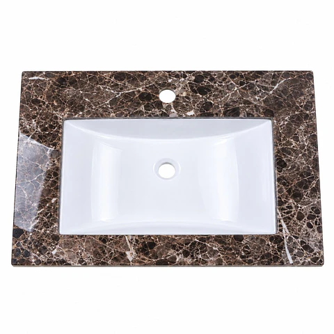 Lavamanos Integrado en Porcelana Marron Emperador 60 × 47 cm