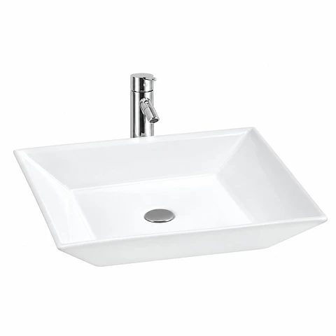 Lavamanos Sobreponer Cuadrado Cerámico Blanco 42 × 42 cm