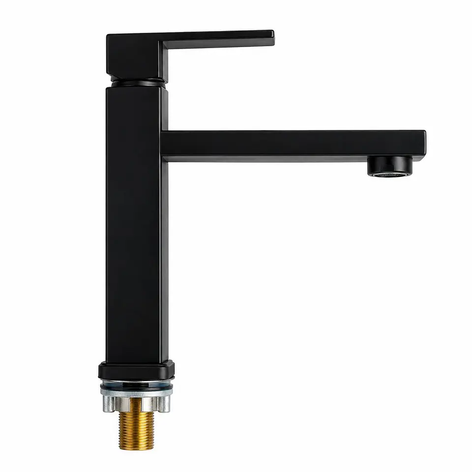 Llave Lavamanos Baja Agua Fría Negra 650g 1