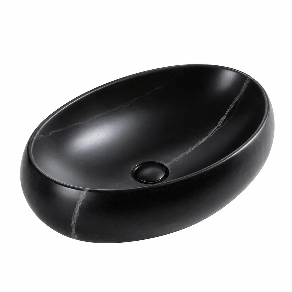 Lavamanos Sobreponer Ovalado Negro 420 × 300 × 155 cm 1