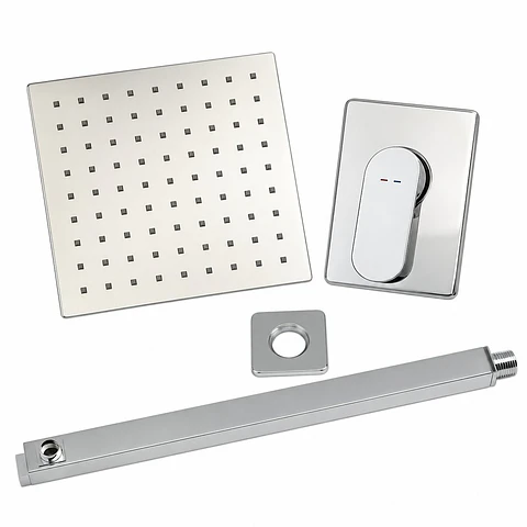 Conjunto Ducha Cuadrado Cromado Regadera de 10"