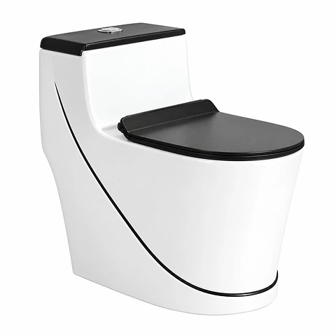 Sanitario One-Piece S-Trap 300 mm Lineas Negras 680 × 375 × 630