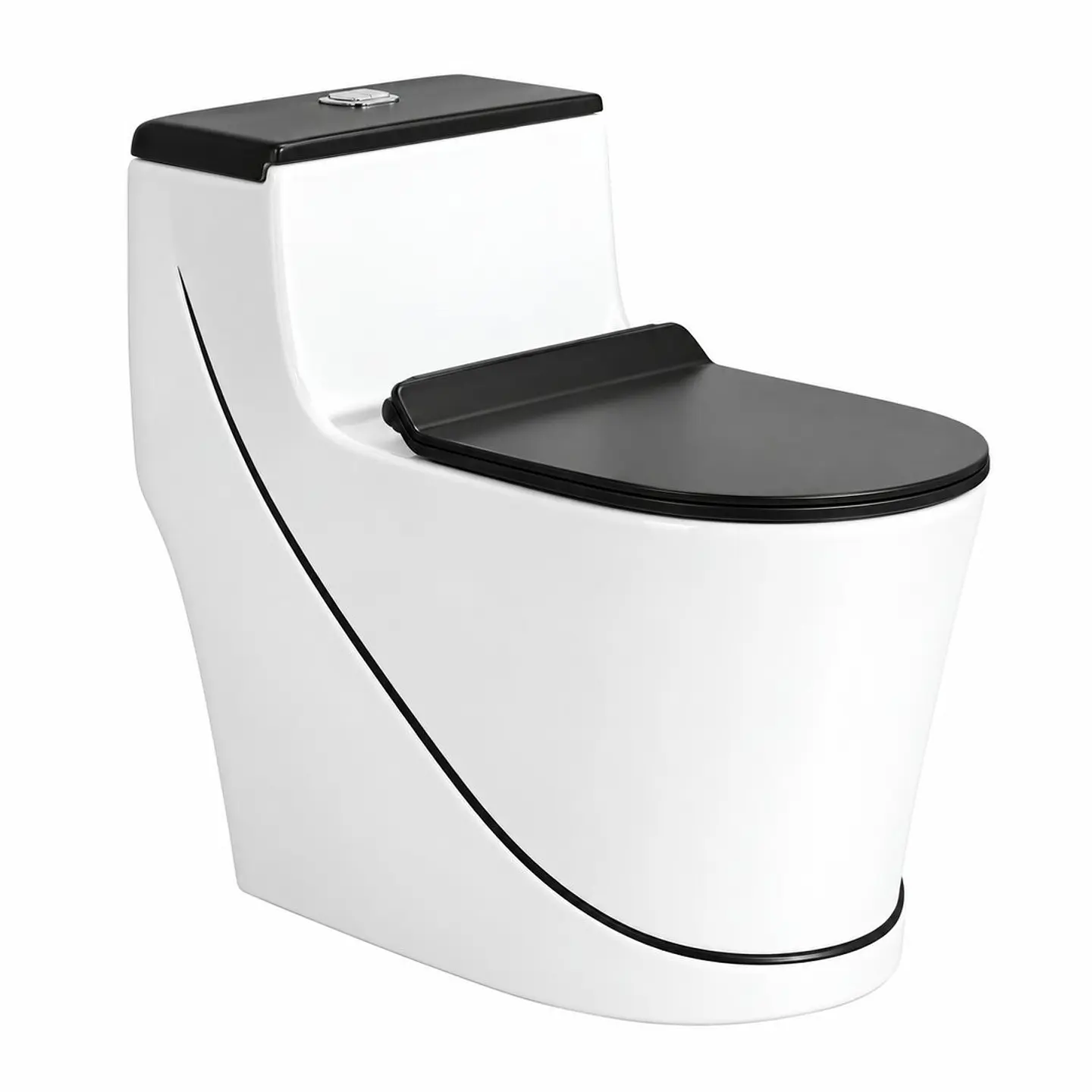 Sanitario One-Piece S-Trap 300 mm Lineas Negras 680 × 375 × 630 1