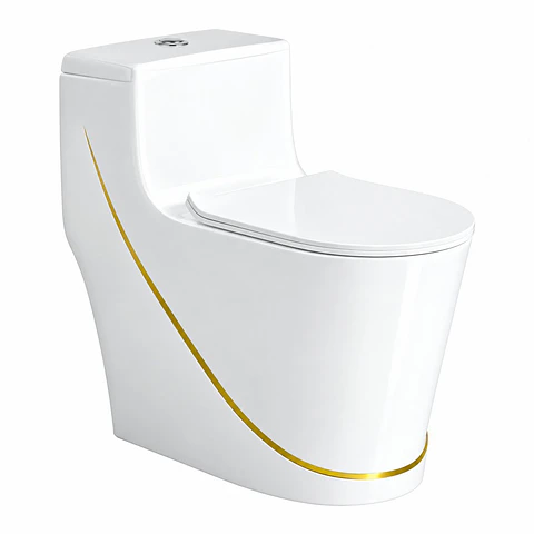 Sanitario One-Piece S-Trap 300 mm Lineas Doradas 680 × 375 × 630