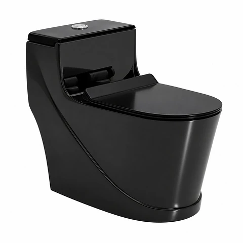 Sanitario One-Piece S-Trap 300 mm Negro Brillante 680 × 375 × 630