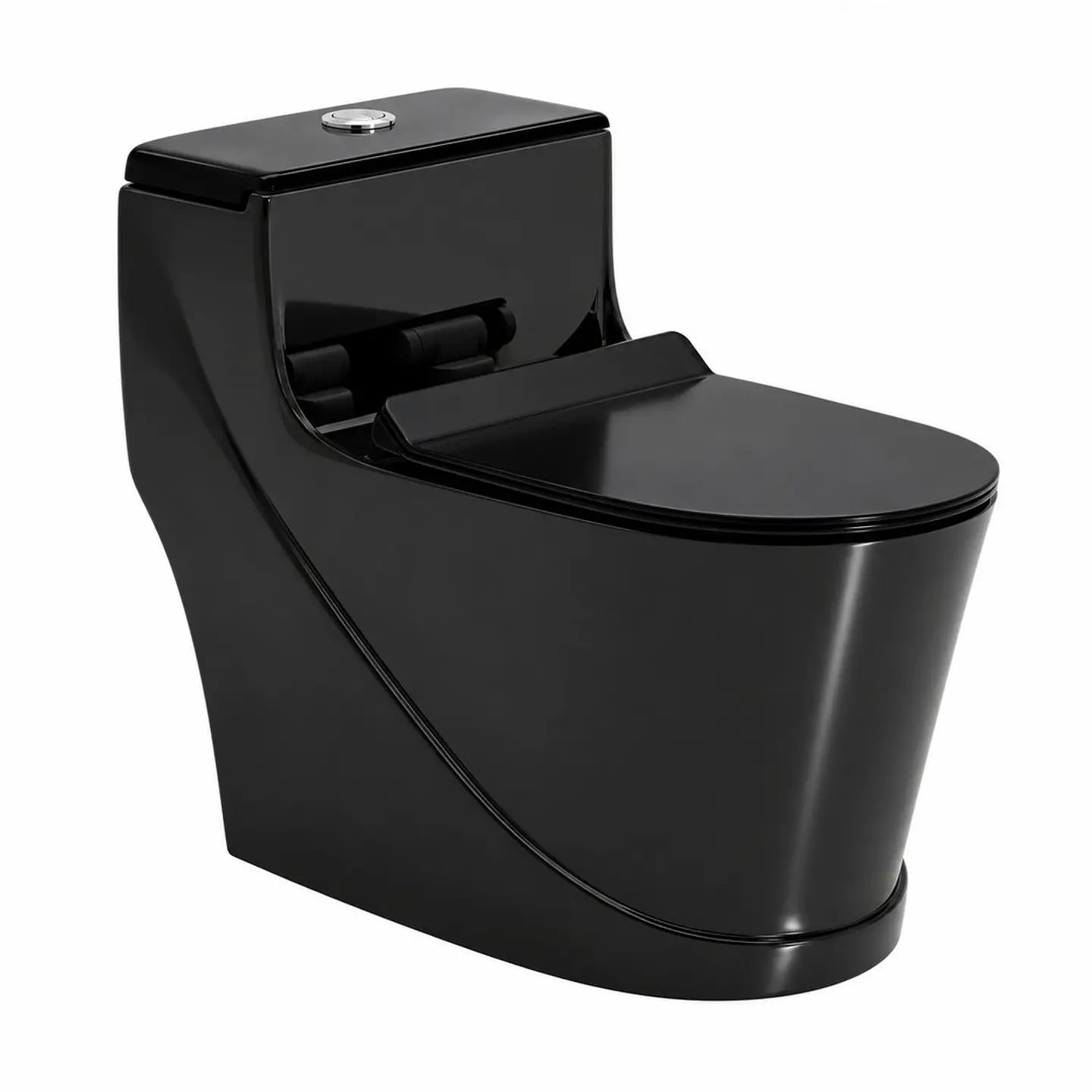 Sanitario One-Piece S-Trap 300 mm Negro Brillante 680 × 375 × 630 1