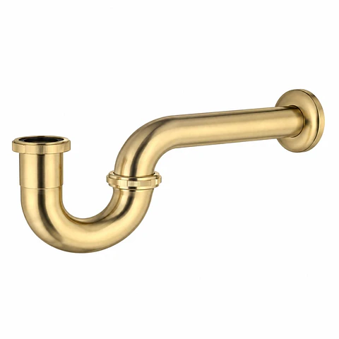 Sifón en P Metálico Oro Cepillado