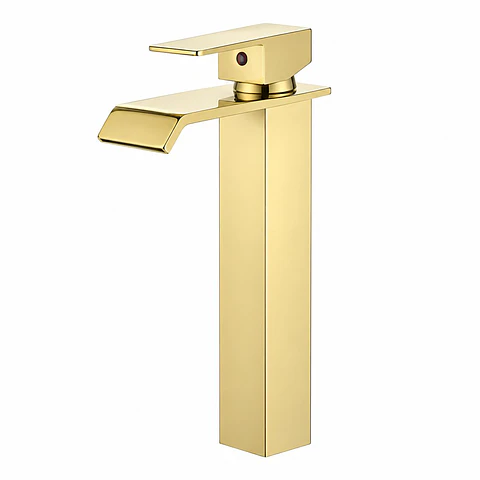 Monocontrol Lavamanos Alto Cascada Oro Brillante