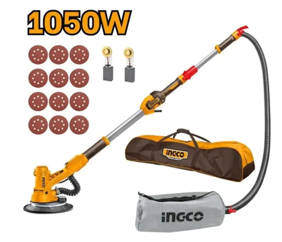 LIJADORA DE PARED Y TECHO TELESCÓPICA INDUSTRIAL 1050W INGCO DWS105016 1