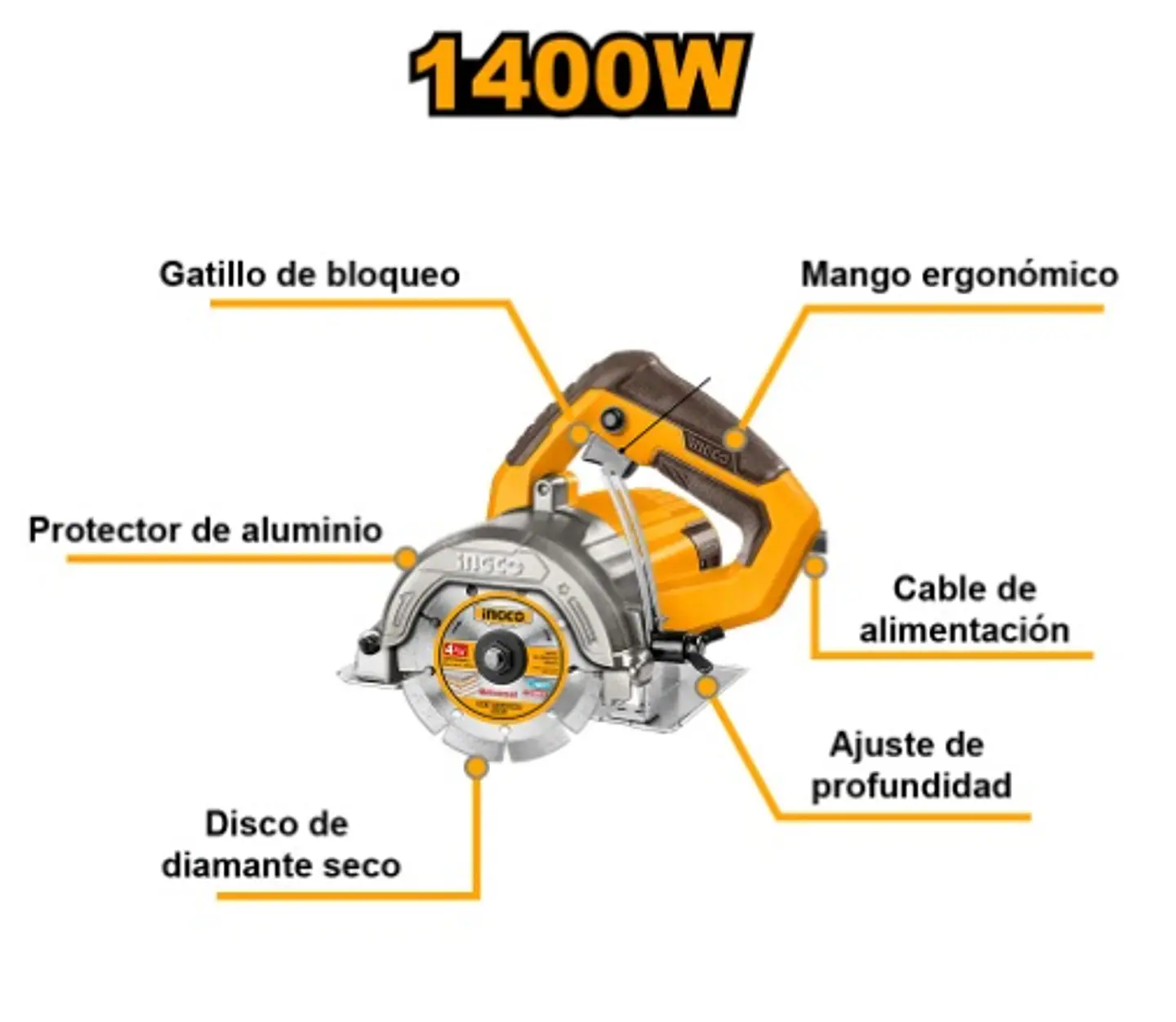 CORTADOR DE MARMOL 1400W 110MM(4-3/8'') MC140068  2