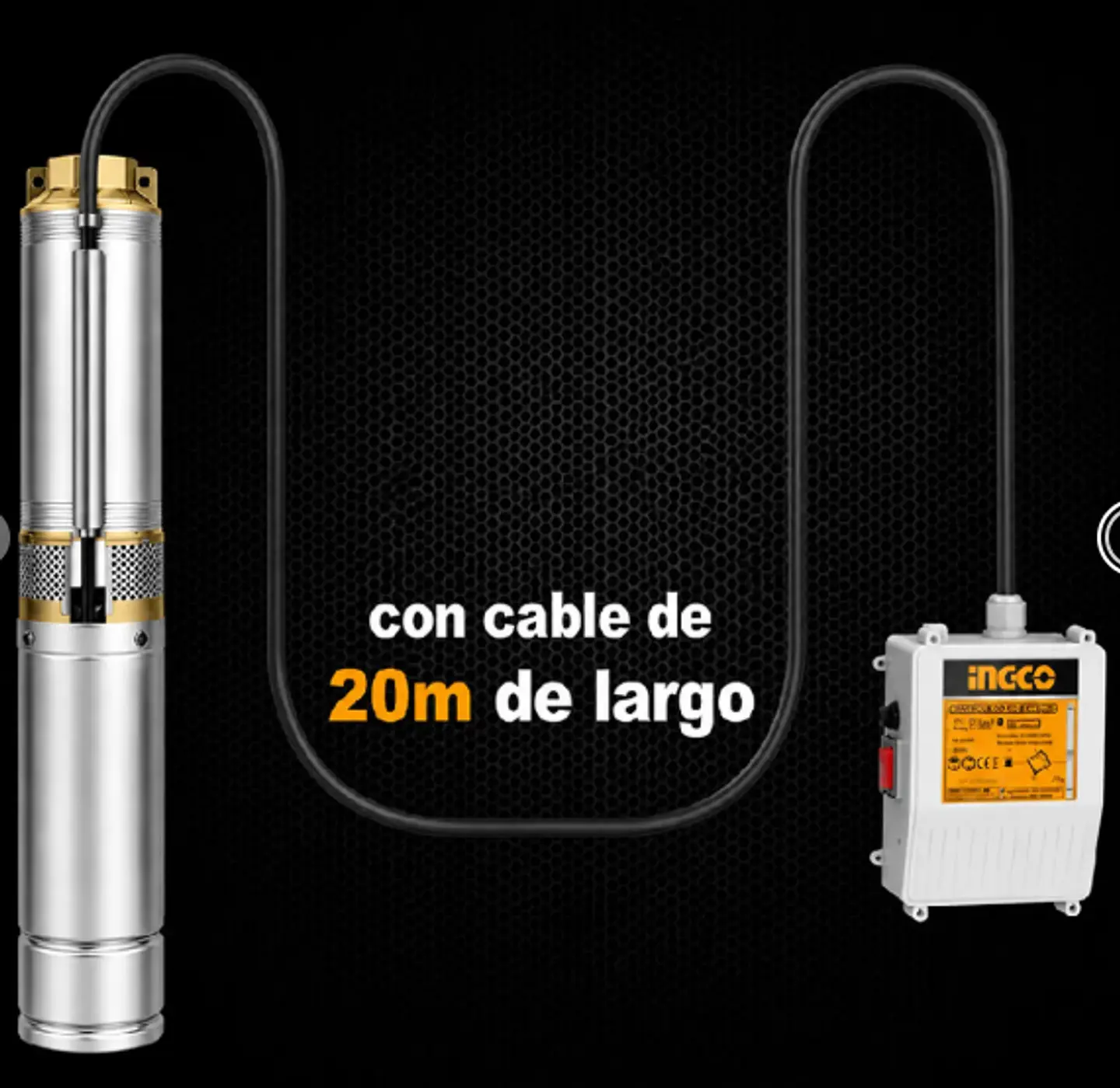 BOMBA  SUMERGIBLE  TUBO 370W 0.5HP  + CONTROLADOR  PARA BOMBA DWP3701-5 3