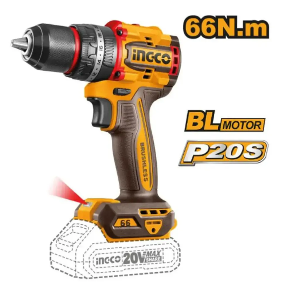 TALADRO CON PERCUTOR 66NM + 2 BATERÍAS + CARGADOR + MALETÍN 2