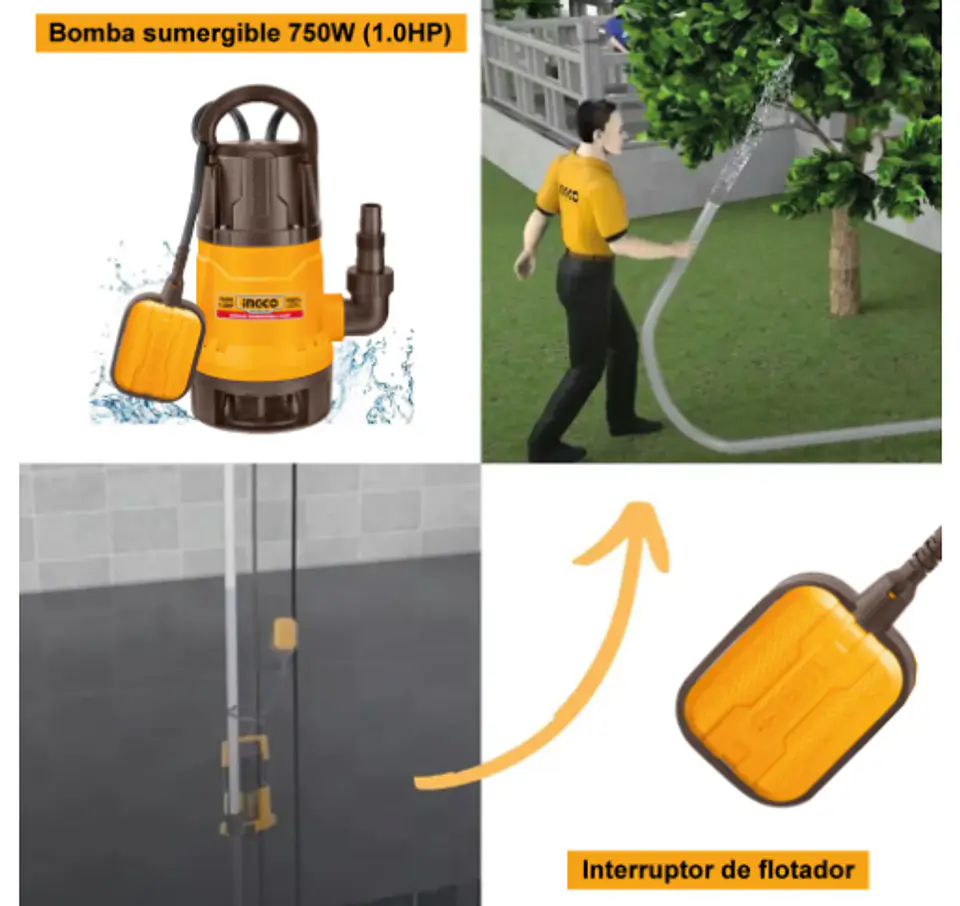 BOMBA DE AGUA SUMERGIBLE 750W 1.0HP 6
