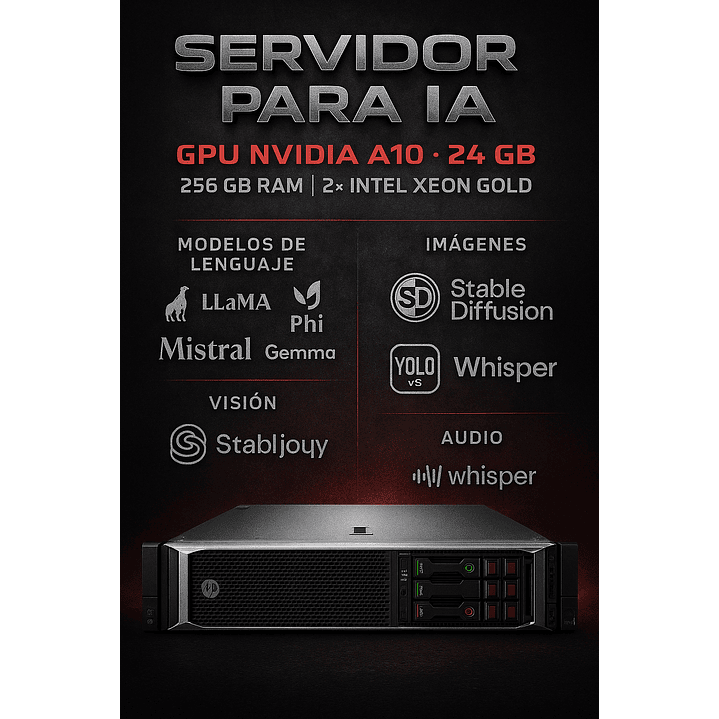 Servidor HP DL380 Gen10 para IA Incluye una GPU NVIDIA A10 24 GB 1