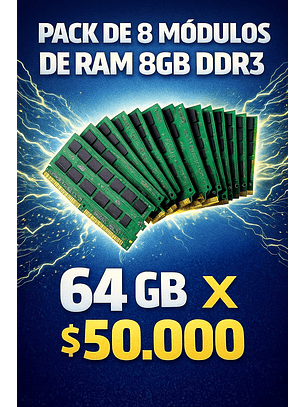 Pack de 8 modulos de RAM 8GB DDR3 ECC 