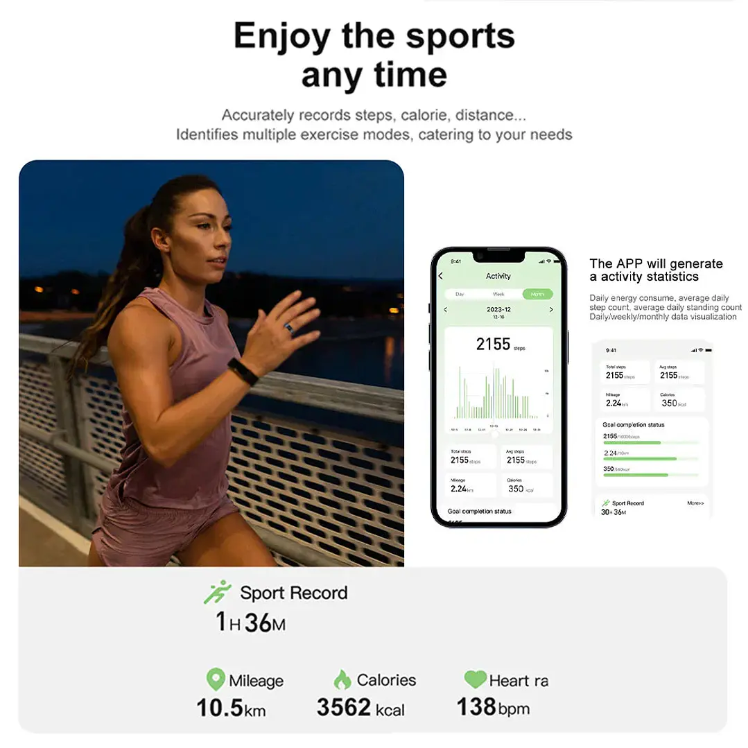 Titanium Steel Smart Ring with Health Monitoring, IP68 Waterproof, and Multi-sport Modes 3