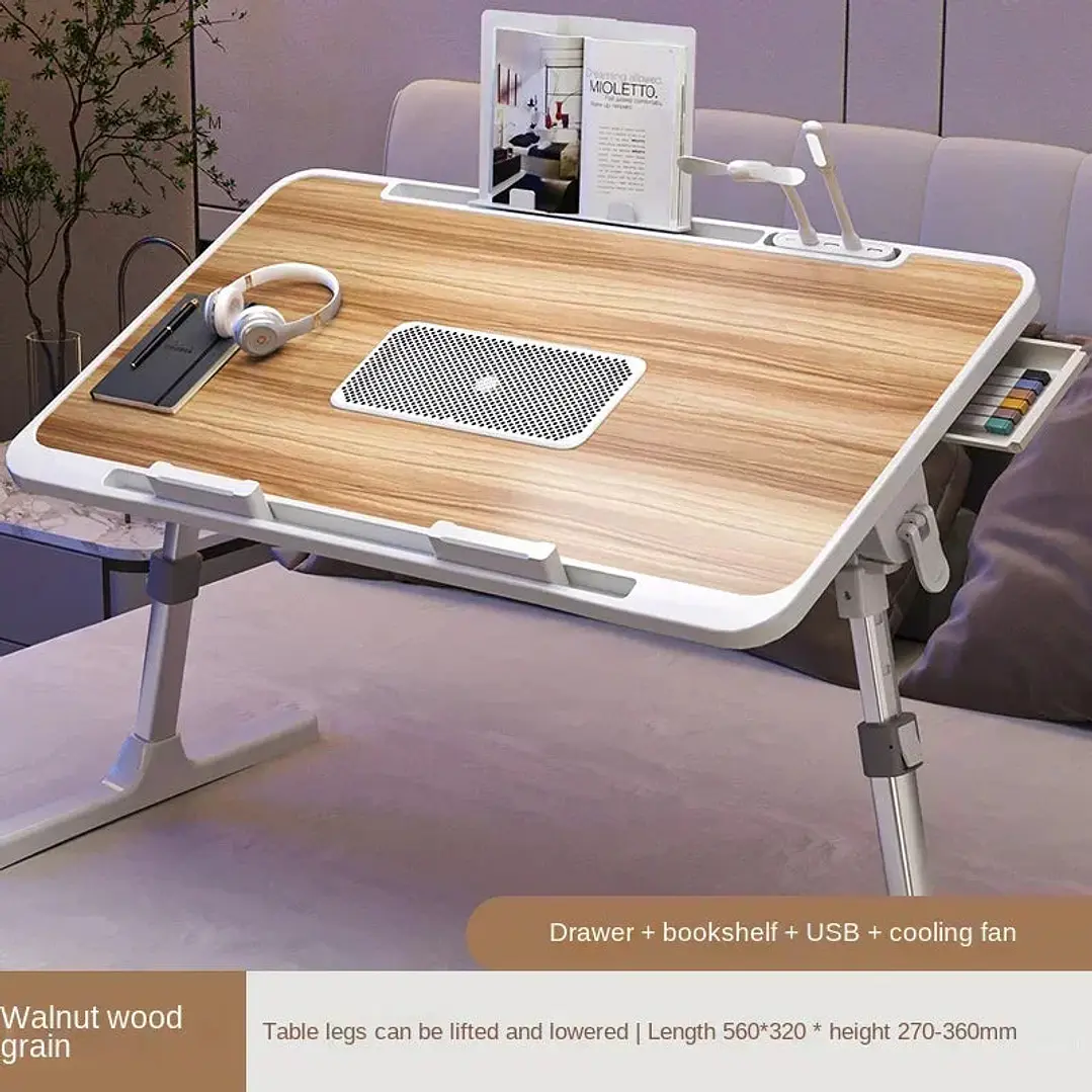 Foldable Radiator-Adjustable Laptop Desk with Drawer 1