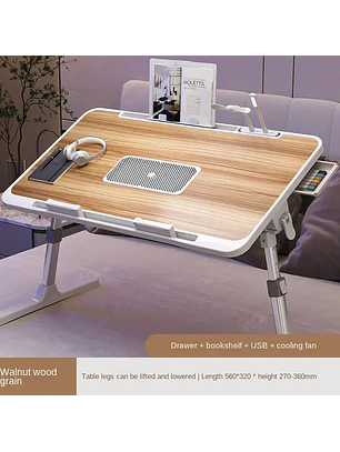Foldable Radiator-Adjustable Laptop Desk with Drawer