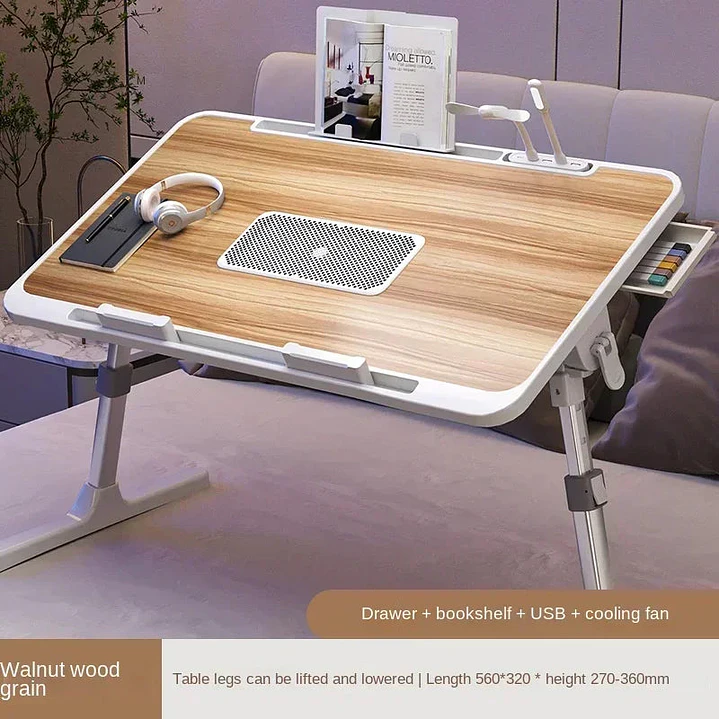 Foldable Radiator-Adjustable Laptop Desk with Drawer 1